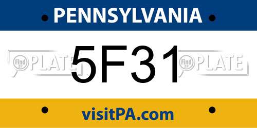 5F31 Pennsylvania License Plate