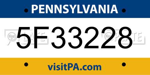 5F33228 Pennsylvania License Plate