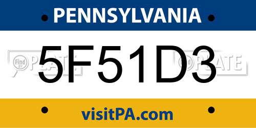 5F51D3 Pennsylvania License Plate