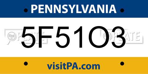 5F51O3 Pennsylvania License Plate