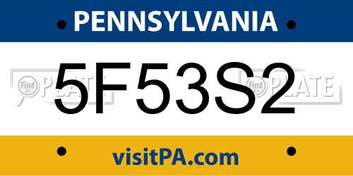 5F53S2 Pennsylvania License Plate