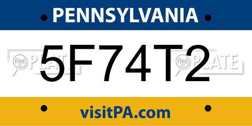 5F74T2 Pennsylvania License Plate