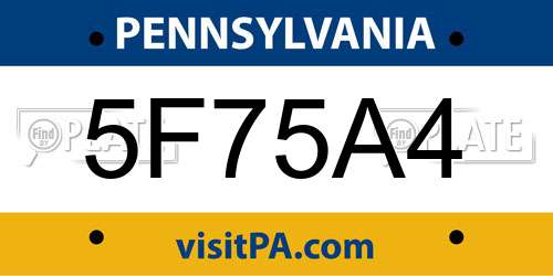 5F75A4 Pennsylvania License Plate