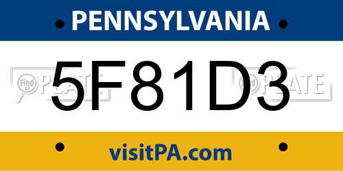 5F81D3 Pennsylvania License Plate