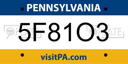 5F81O3 Pennsylvania License Plate