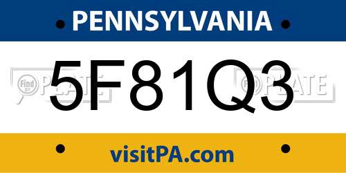 5F81Q3 Pennsylvania License Plate