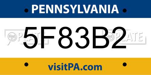 5F83B2 Pennsylvania License Plate