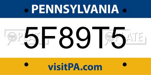 5F89T5 Pennsylvania License Plate