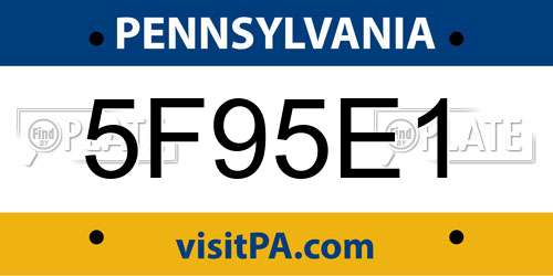5F95E1 Pennsylvania License Plate
