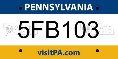 5FB103 Pennsylvania License Plate
