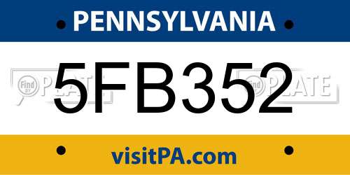 5FB352 Pennsylvania License Plate