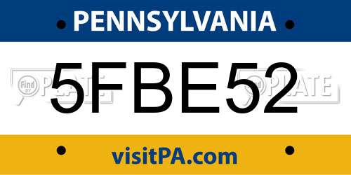 5FBE52 Pennsylvania License Plate