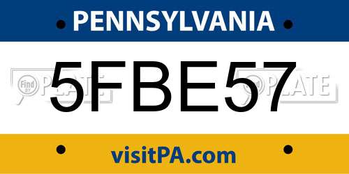 5FBE57 Pennsylvania License Plate