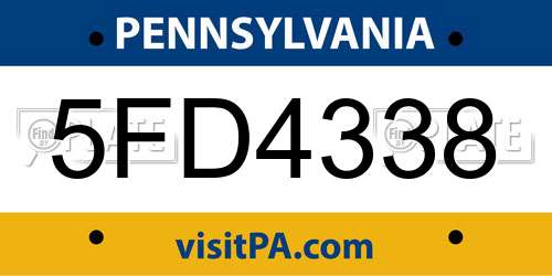 5FD4338 Pennsylvania License Plate