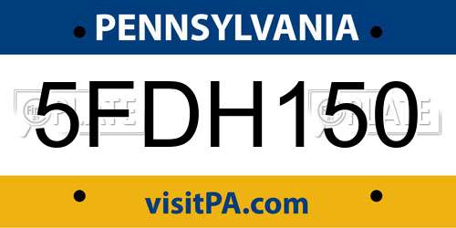5FDH150 Pennsylvania License Plate
