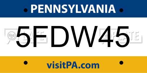 5FDW45 Pennsylvania License Plate