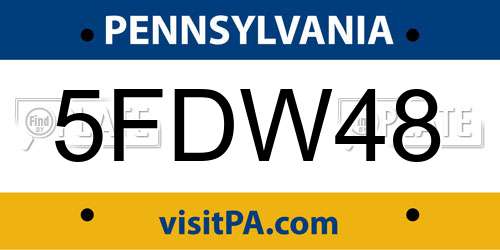 5FDW48 Pennsylvania License Plate