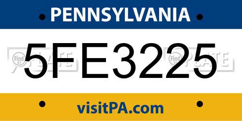5FE3225 Pennsylvania License Plate