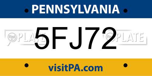 5FJ72 Pennsylvania License Plate