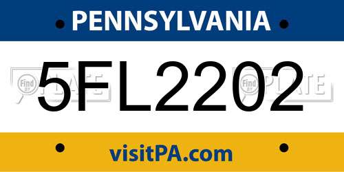 5FL2202 Pennsylvania License Plate