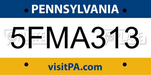 5FMA313 Pennsylvania License Plate