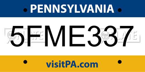 5FME337 Pennsylvania License Plate