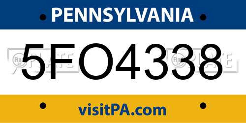 5FO4338 Pennsylvania License Plate