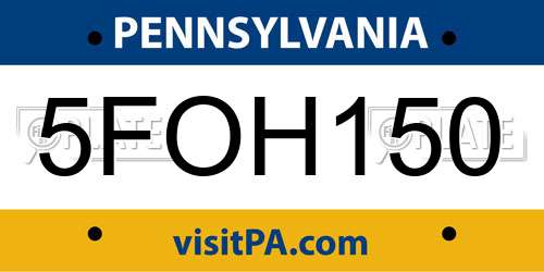 5FOH150 Pennsylvania License Plate