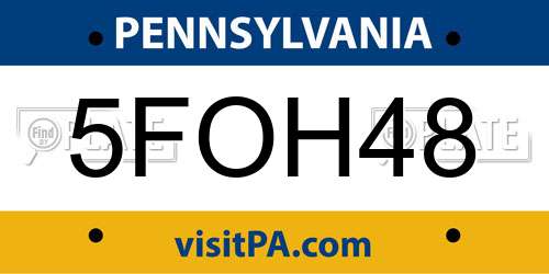5FOH48 Pennsylvania License Plate