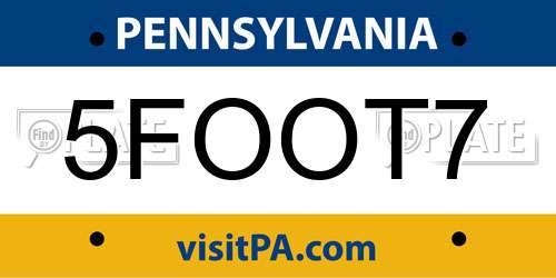 5FOOT7 Pennsylvania License Plate