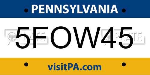5FOW45 Pennsylvania License Plate