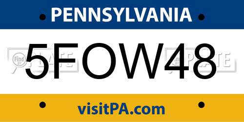 5FOW48 Pennsylvania License Plate