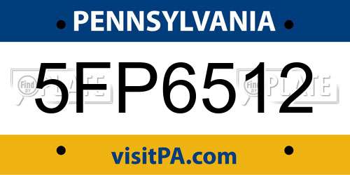 5FP6512 Pennsylvania License Plate