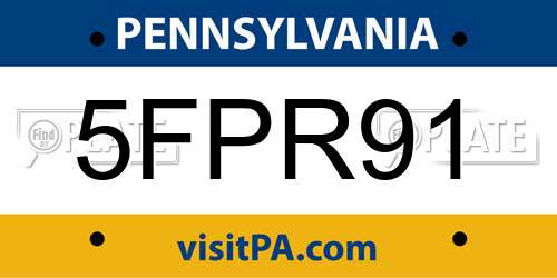 5FPR91 Pennsylvania License Plate