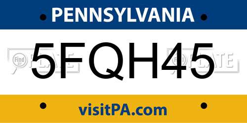 5FQH45 Pennsylvania License Plate