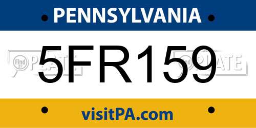 5FR159 Pennsylvania License Plate