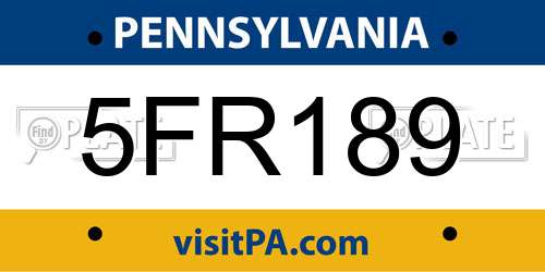5FR189 Pennsylvania License Plate