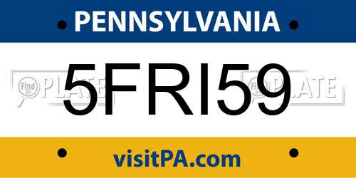 5FRI59 Pennsylvania License Plate