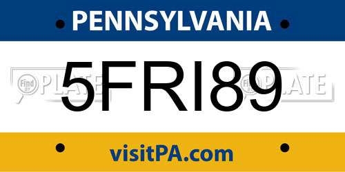 5FRI89 Pennsylvania License Plate