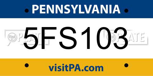 5FS103 Pennsylvania License Plate