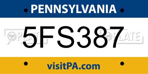 5FS387 Pennsylvania License Plate