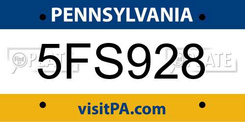 5FS928 Pennsylvania License Plate