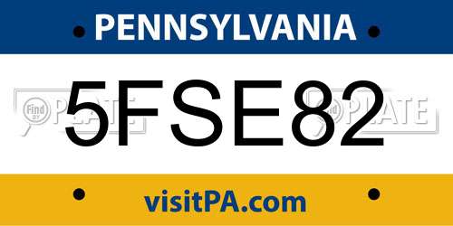 5FSE82 Pennsylvania License Plate