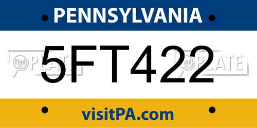 5FT422 Pennsylvania License Plate