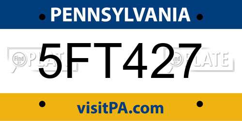 5FT427 Pennsylvania License Plate