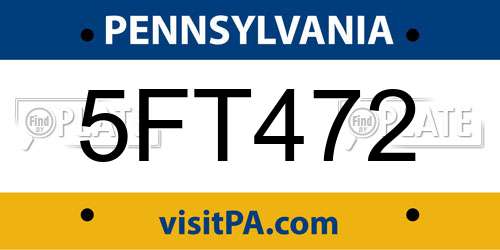 5FT472 Pennsylvania License Plate