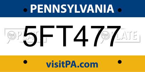 5FT477 Pennsylvania License Plate