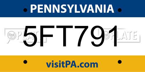 5FT791 Pennsylvania License Plate