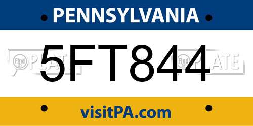 5FT844 Pennsylvania License Plate