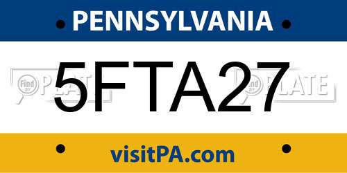 5FTA27 Pennsylvania License Plate
